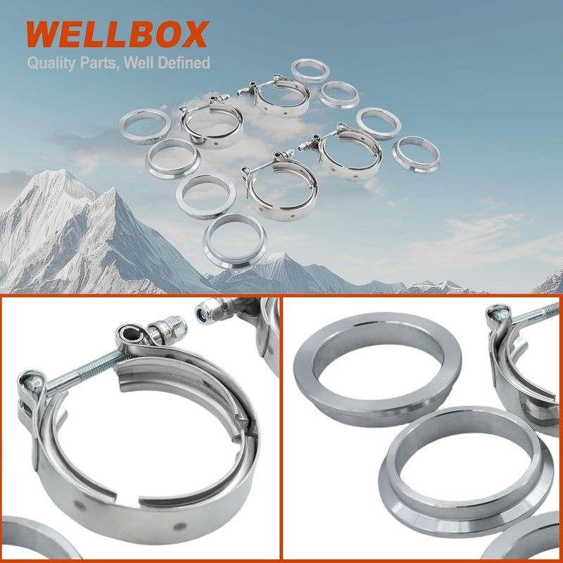 WELLBOX 2 Inch V Band Clamp 4Pcs with Flange Male Female,2 V Band For Pickup Truck Turbo Downpipe Exchange Exhaust Systems - Image 5